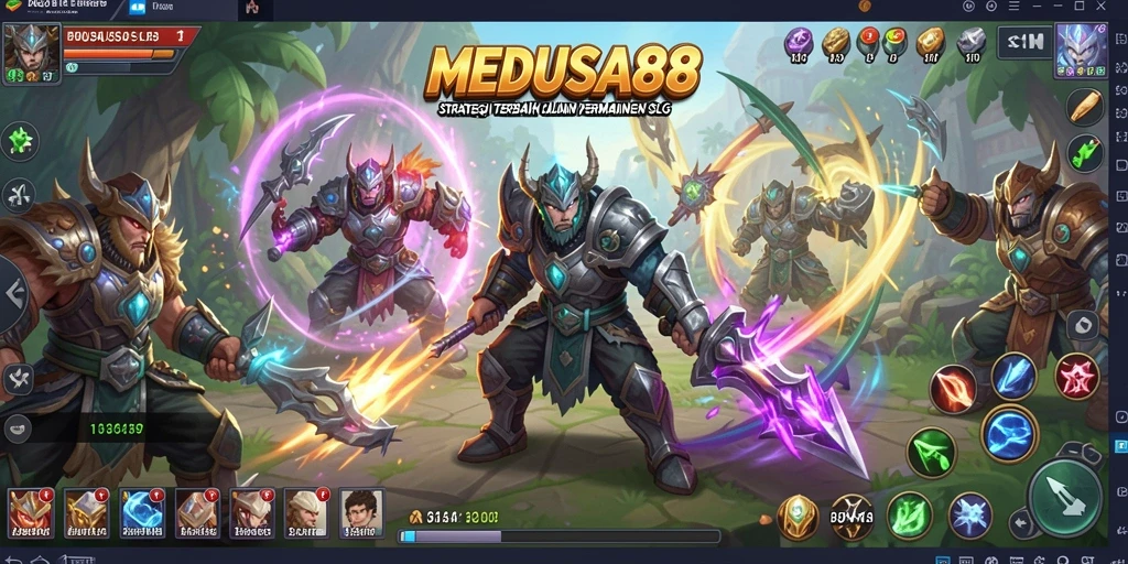 Tangkapan layar gameplay <strong>MEDUSA88</strong> menunjukkan pertempuran strategi yang seru.