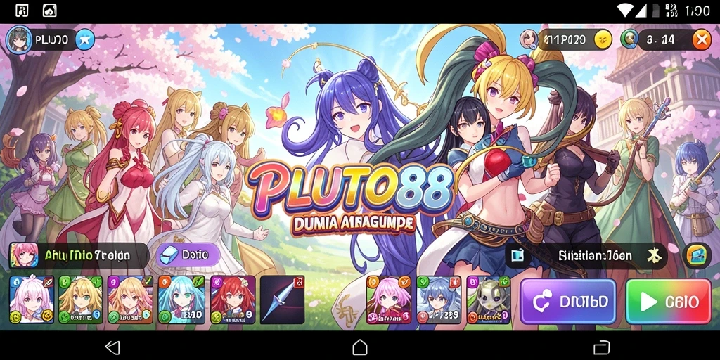 Tampilan gameplay seru di PLUTO88 dengan karakter anime ikonik.