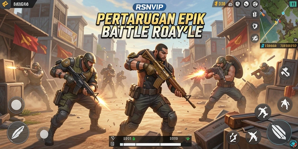 Gameplay seru RSNVIP di medan perang Battle Royale.