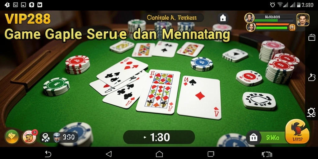Screenshot permainan VIP288 yang menampilkan pertarungan Gaple seru.